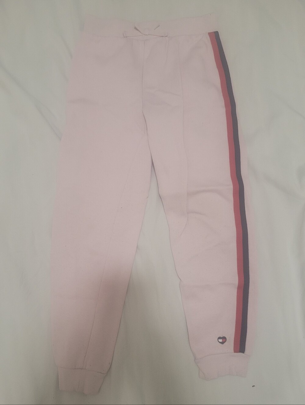 Tommy Hilfiger Pink Joggers with Navy and Red Side Stripes